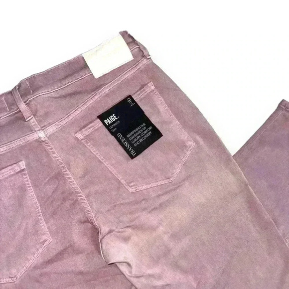 NWT PAIGE LENNOX Slim Fit Jeans Stretch  W33 Straight Pink Casual City Offcie - Picture 5 of 12